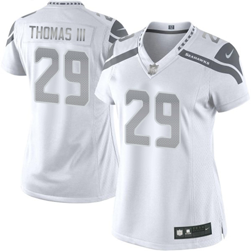 Women's Elite Earl Thomas III Nike Jersey White - #29 Platinum NFL Seattle Seahawks